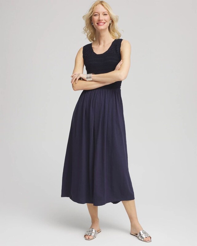Crochet-Bodice Maxi Dress